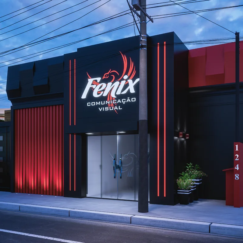 Fachada da sede da Fênix Comunicação Visual